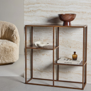 Staal - Étagère en bois effet noyer et métal H81cm