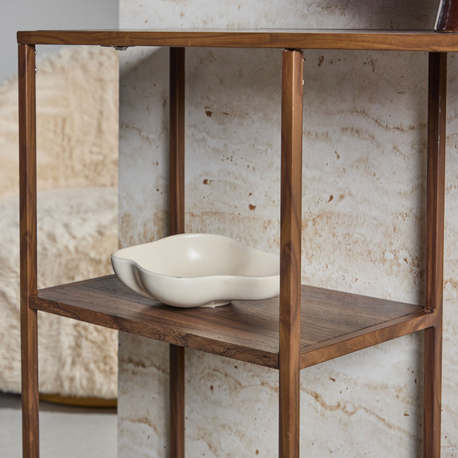 Staal - Étagère en bois effet noyer et métal H81cm