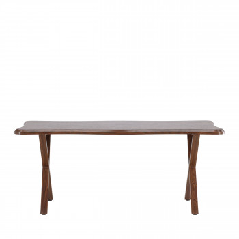 Fiona - Table à manger 6 personnes en bois effet noyer 180x90cm