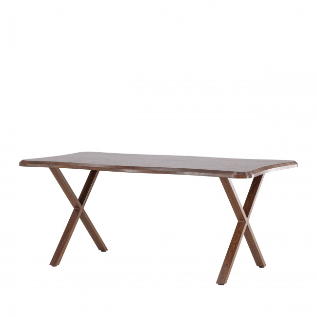 Fiona - Table à manger 6 personnes en bois effet noyer 180x90cm