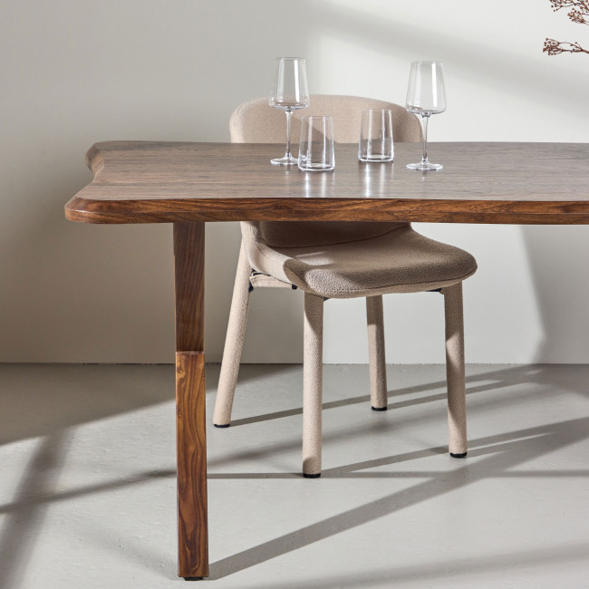 Fiona - Table à manger 6 personnes en bois effet noyer 180x90cm