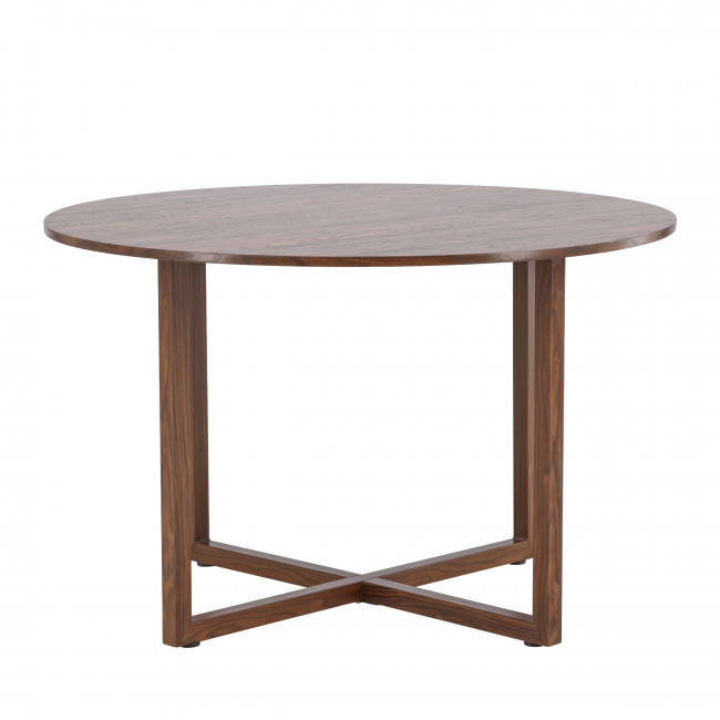 Durango - Table à manger ronde 4 personnes en bois effet noyer et métal ø120cm