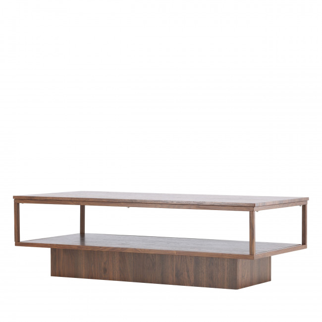 Maglehem - Table basse en bois effet noyer et métal 130x60cm