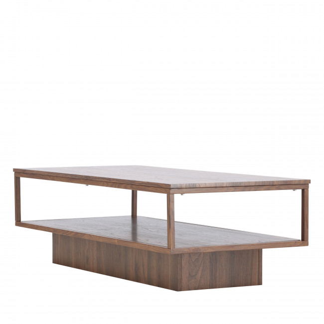 Maglehem - Table basse en bois effet noyer et métal 130x60cm