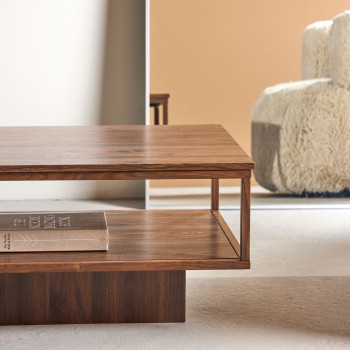 Maglehem - Table basse en bois effet noyer et métal 130x60cm