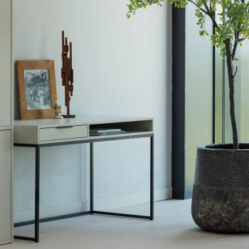 Nore - Bureau en bois et métal 1 tiroir et niche ouverte L130cm