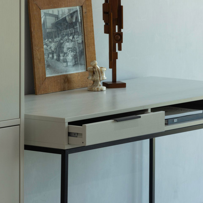 Nore - Bureau en bois et métal 1 tiroir et niche ouverte L130cm