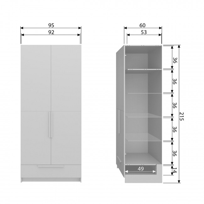 Pure - Armoire 2 portes en bois L95cm