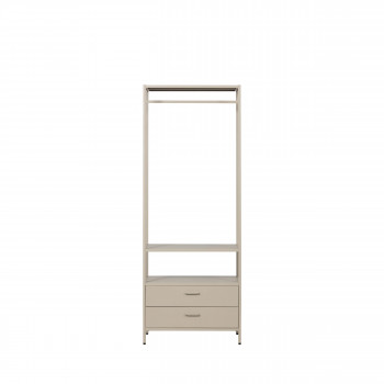 Ferris - Armoire ouverte 2 tiroirs en métal avec étagère L70cm
