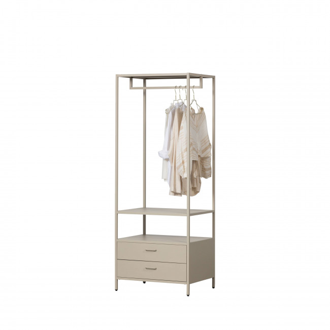 Ferris - Armoire ouverte 2 tiroirs en métal avec étagère L70cm