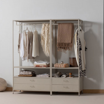 Ferris - Armoire ouverte 2 tiroirs en métal avec étagère L70cm