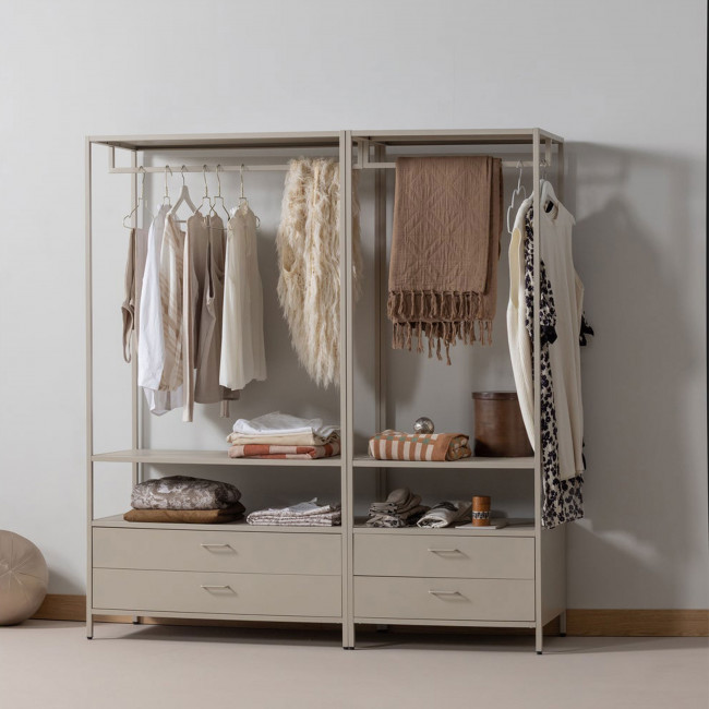 Ferris - Armoire ouverte 2 tiroirs en métal avec étagère L70cm
