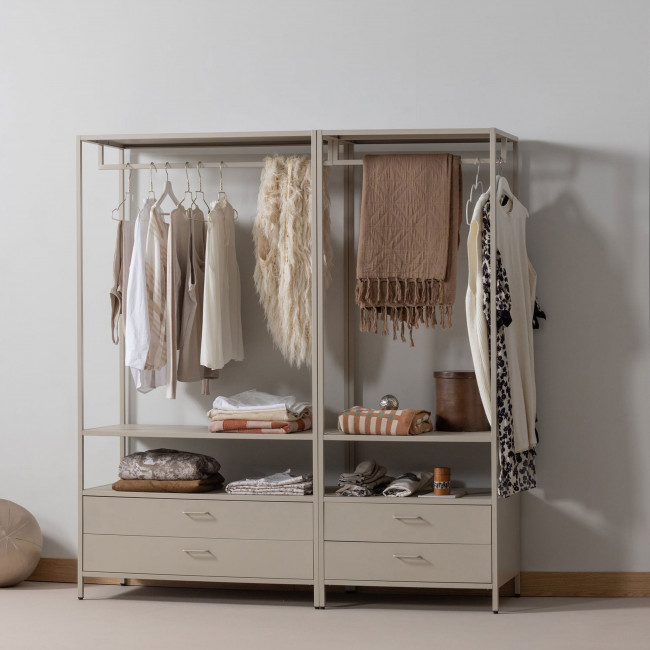 Ferris - Armoire ouverte 2 tiroirs en métal avec étagère L70cm