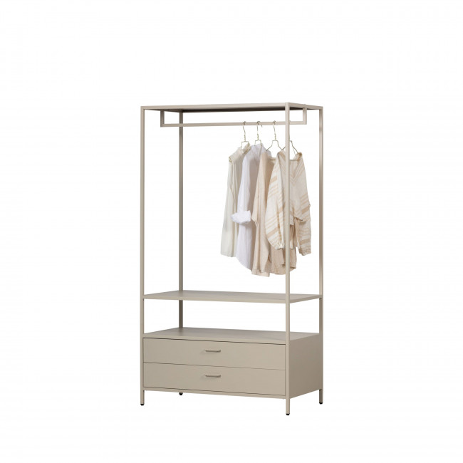 Ferris - Armoire ouverte 2 tiroirs en métal avec étagère L100cm