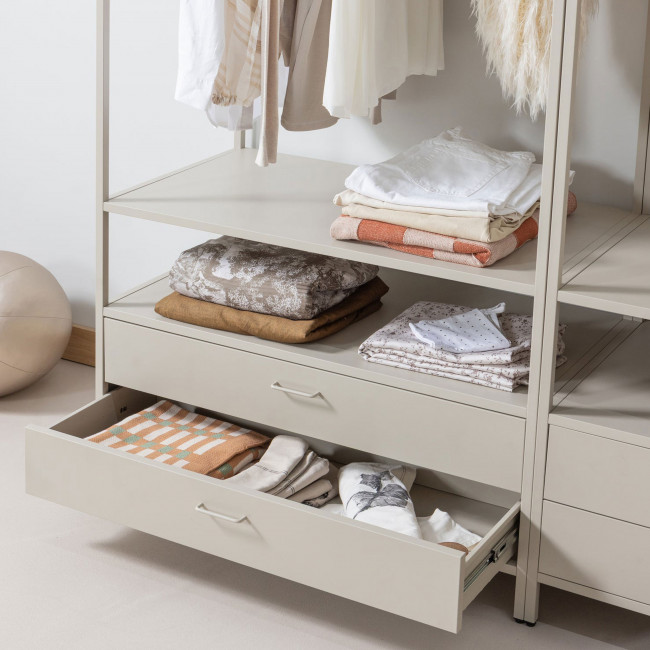 Ferris - Armoire ouverte 2 tiroirs en métal avec étagère L100cm