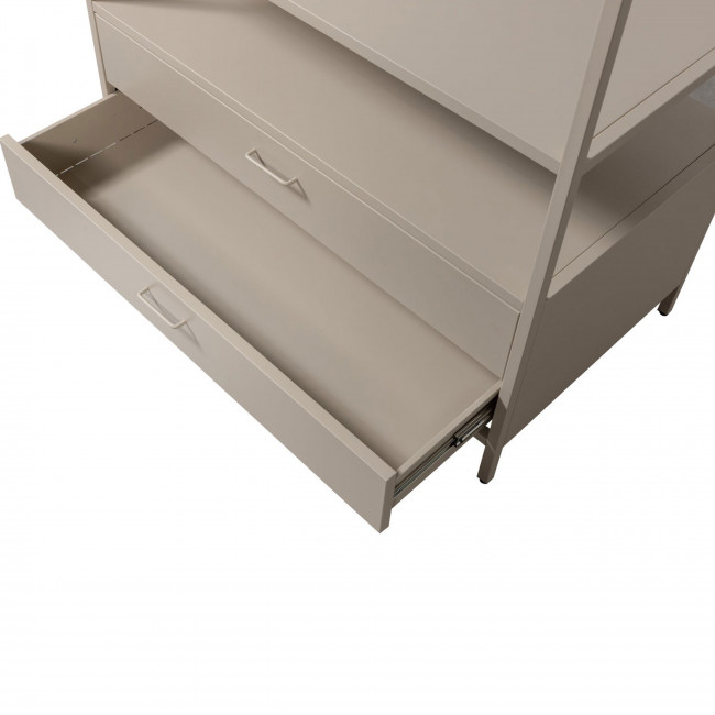 Ferris - Armoire ouverte 2 tiroirs en métal avec étagère L100cm