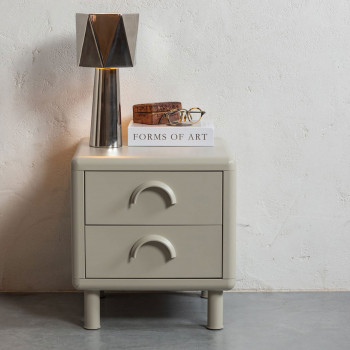Rune - Table de chevet 2 tiroirs en métal