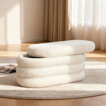 Miro - Banc coffre en tissu bouclette L85cm