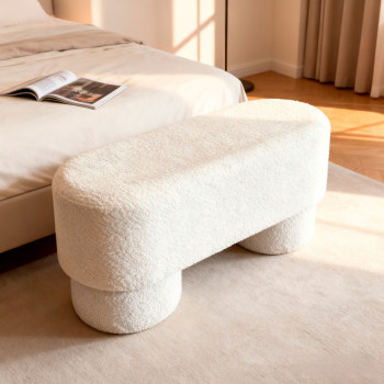 Arlo - Banc arrondie en tissu bouclette L92cm