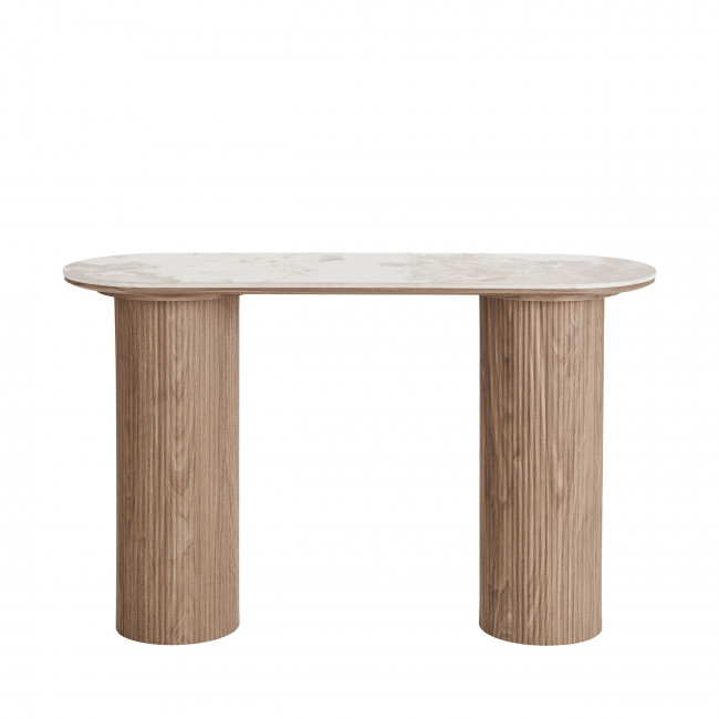 Athens - Console aux bords arrondis effet marbre et bois L120cm