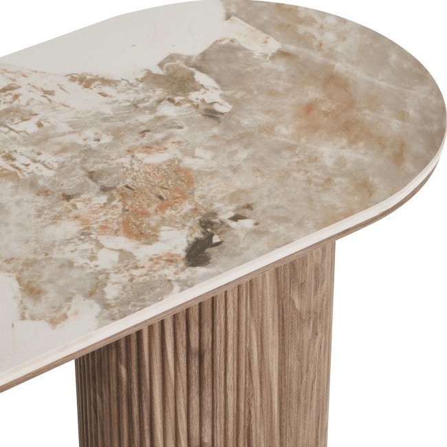 Athens - Console aux bords arrondis effet marbre et bois L120cm