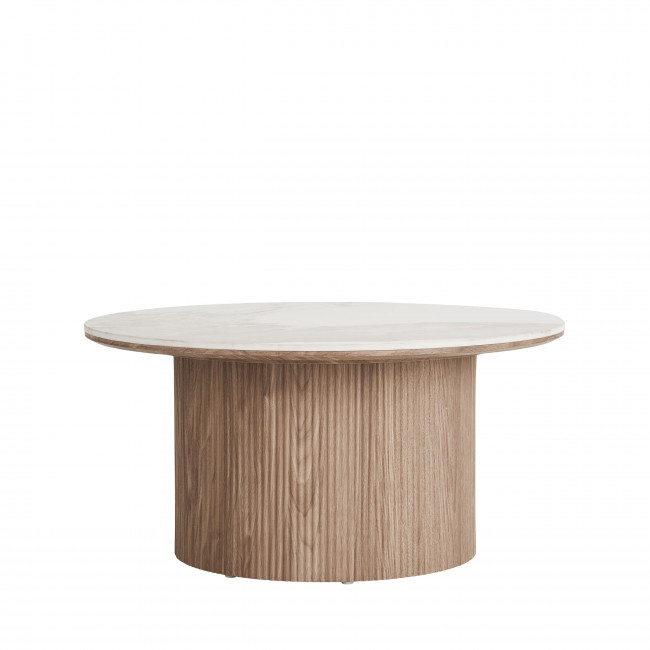 Athens - Table basse ronde effet marbre et bois ø80cm