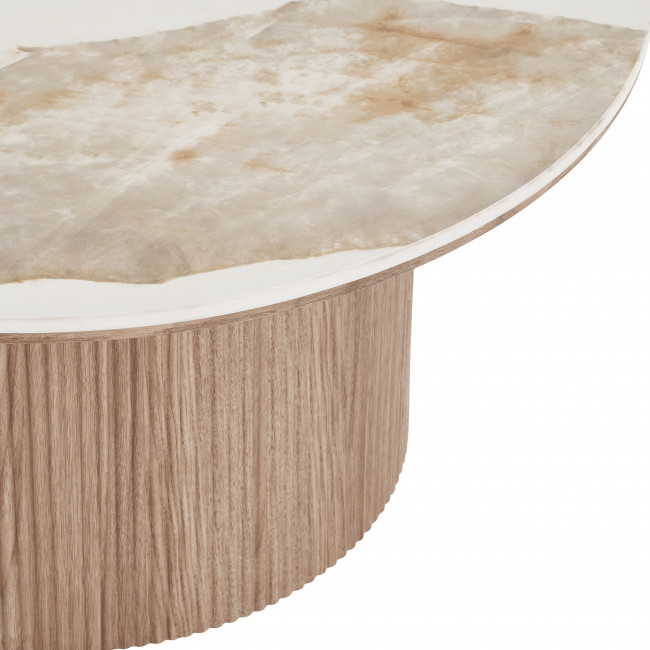 Athens - Table basse ronde effet marbre et bois ø80cm