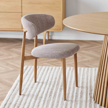 Levanto - Lot de 2 chaises en tissu piètement effet bois