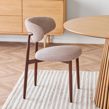 Levanto - Lot de 2 chaises en tissu piètement effet bois 