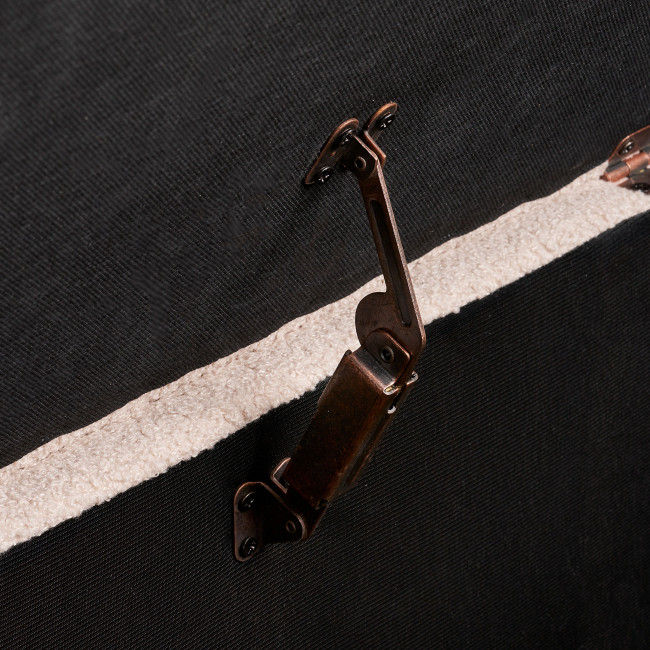 Harlow - Banc coffre en tissu bouclette et bois L95cm