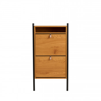 Barco - Meuble à chaussures 2 portes en bois et métal L62cm
