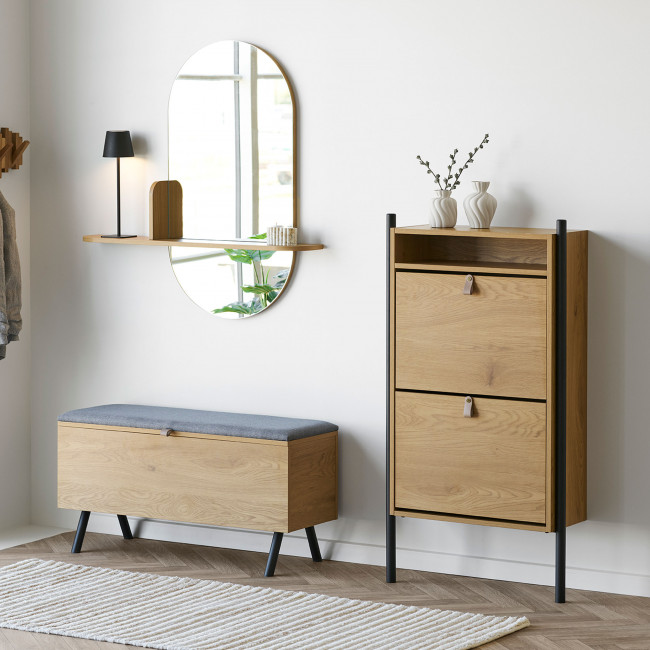 Barco - Meuble à chaussures 2 portes en bois et métal L62cm