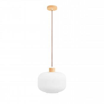 Argalo - Suspension ronde en verre et bois ø30cm