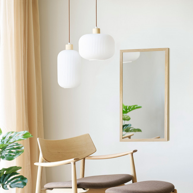 Argalo - Suspension ronde en verre et bois ø30cm