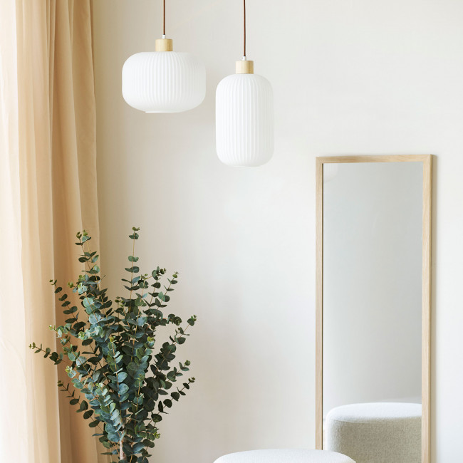 Argalo - Suspension ronde en verre et bois ø30cm