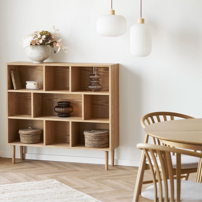 Argalo - Suspension ronde en verre et bois ø30cm