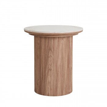 Athens - Table d'appoint ronde effet marbre et bois ø45cm