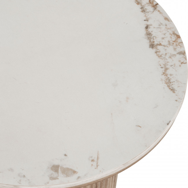 Athens - Table d'appoint ronde effet marbre et bois ø45cm