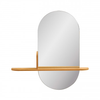 Barco - Miroir ovale avec étagère en bois 94,5x92cm