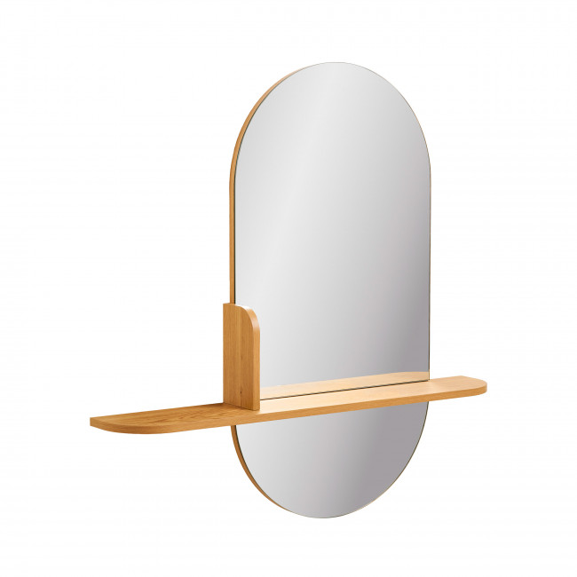 Barco - Miroir ovale avec étagère en bois 94,5x92cm
