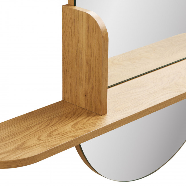 Barco - Miroir ovale avec étagère en bois 94,5x92cm