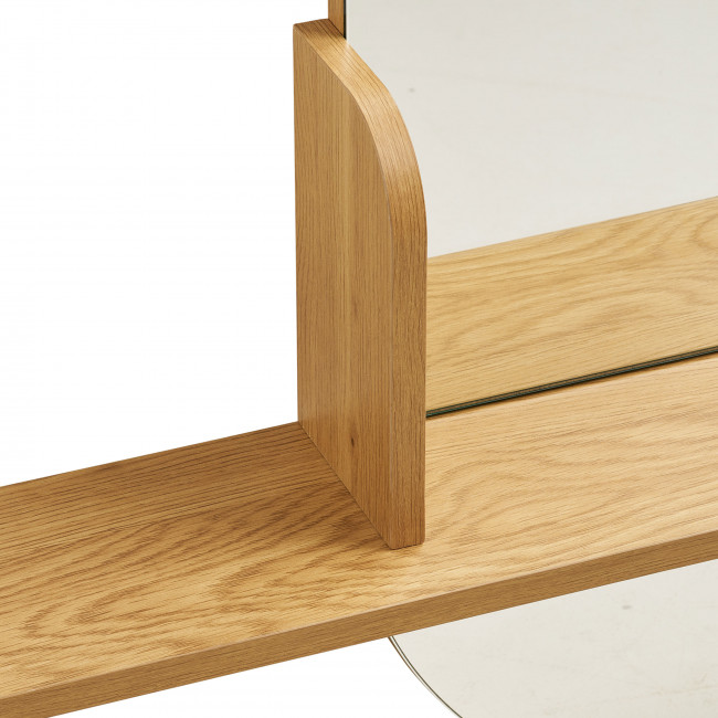 Barco - Miroir ovale avec étagère en bois 94,5x92cm