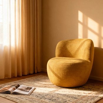 Mo - Fauteuil rond en tissu chenille