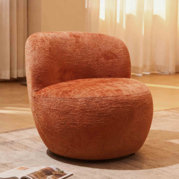 Mo - Fauteuil rond en tissu chenille