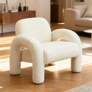 Mio - Fauteuil en tissu bouclette