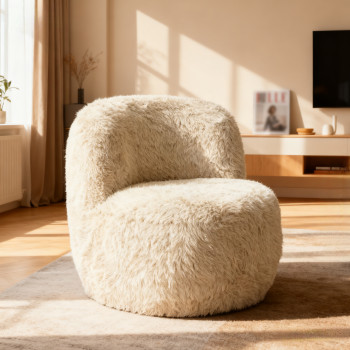 Mo - Fauteuil rond en fausse fourrure