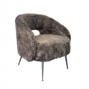 Verno - Fauteuil imitation fourrure avec pieds chrome