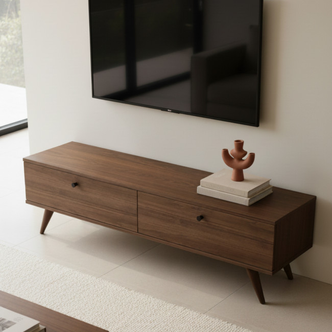 Yara - Meuble TV 2 portes en bois L160cm