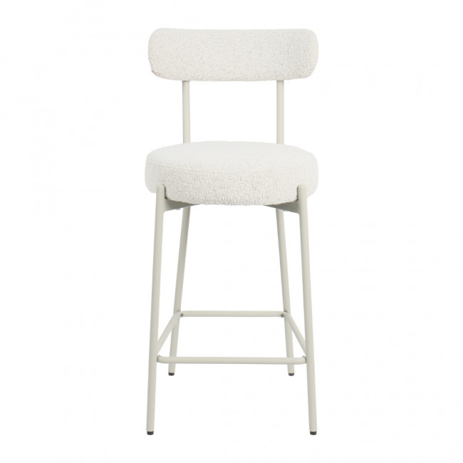 Badalona - Tabouret de bar en tissu bouclette pieds beiges H65cm