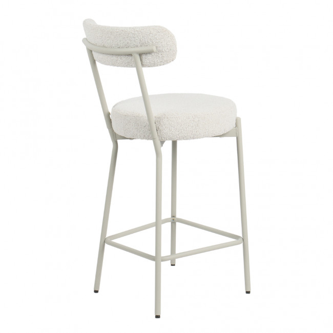 Badalona - Tabouret de bar en tissu bouclette pieds beiges H65cm
